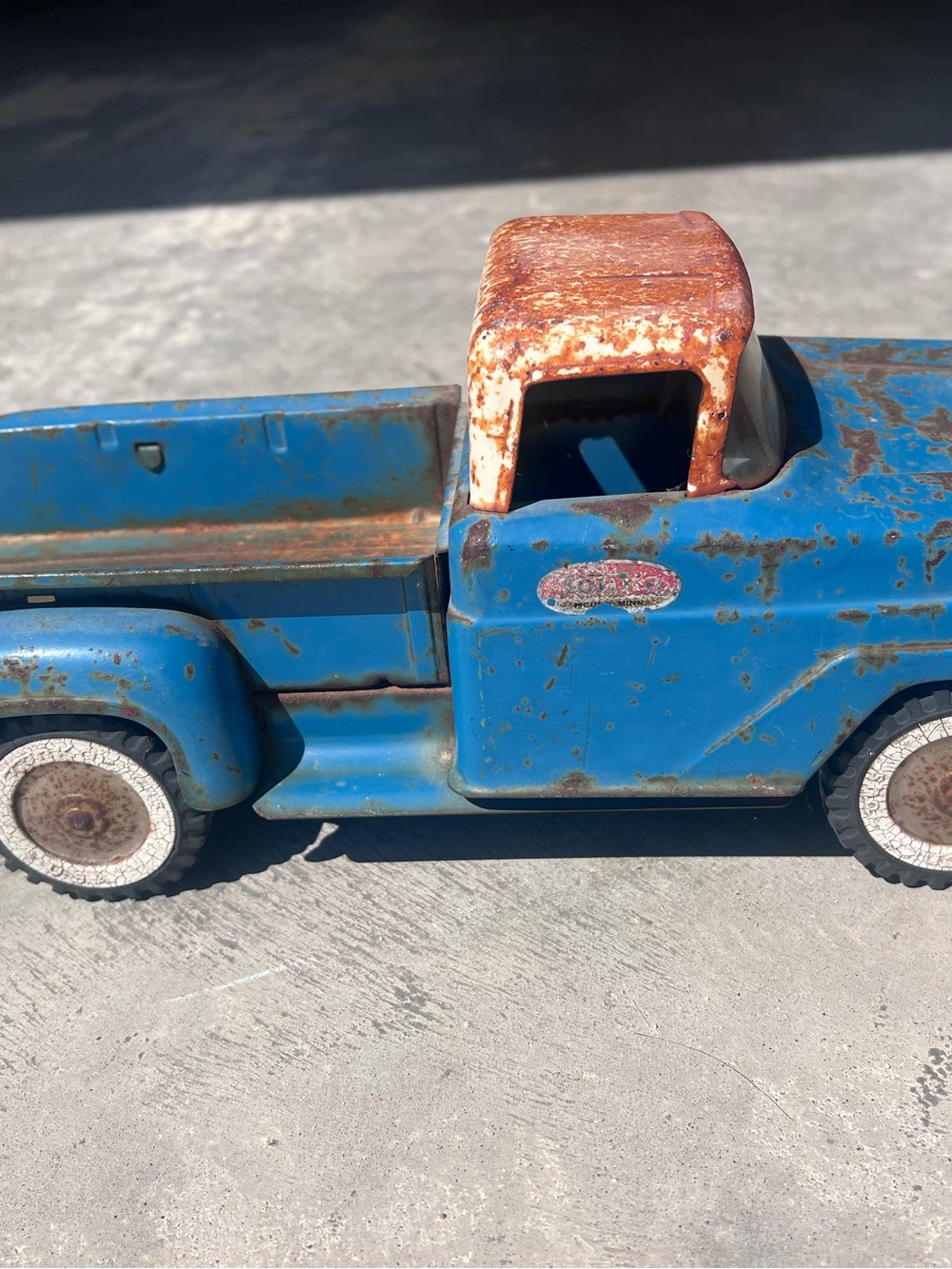 Tonka Blue Pickup Truck with Orange Rust Cab